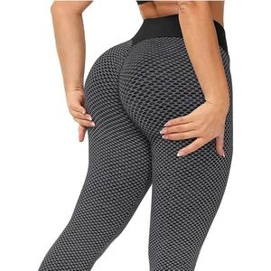 Amazon High Waist Textured Leggings Gray and Black